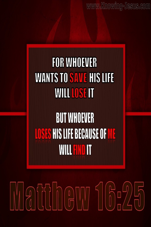 Matthew 16:25 Whoever Will Lose His Life For My Sake (brown)